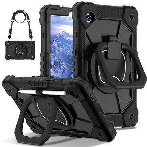 Samsung Galaxy Tab A9 Case A11 8.7 Inch Full Edge Protection Silicone Soft Shell Anti-Fall with Stand Hand Strap Lanyard Shoulder Rope