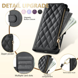 Wallet Small Fragrance Zipper Multi Card Slot Kickstand Magnetic Flip Leather Case For Oppo Reno10 Pro+ 11 F 12 Pro 12 F Cover