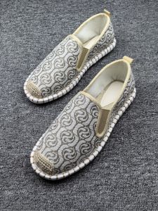 Casual Breathable Linen Slip-On Driving Shoes Mens Personalized Fisherman Shoes with Elastic Band Lightweight Comfortable
