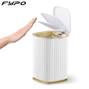 Fypo 15L Sensor Trash Bin Induction Rubbish Bin with Lid  smart trash can Automatic Garbage Can Touchless Infrared Motion Sensor Waste Container Bedroom Silent Trash Bin