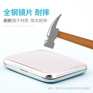 Vòng Tròn Gương Trang Điểm Bằng Thép Không Gỉ Chống Rơi Cầm Tay Có Thể Gập Lại Để Cạo Râu Đèn Phát Sáng Hộp Đựng Đồ Cá Nhân