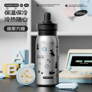 Cốc Cách Nhiệt Thể Thao Có Van Chui 500ml Cốc Đựng Sữa Hoạt Hình Cho Học Sinh Cốc Nước Có Van Chui Bằng Thép Không Gỉ