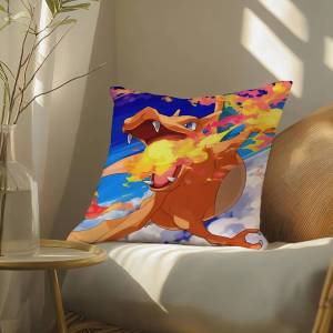 Bandai | Pokemon Charmander Anime Plush Pillow Cover Soft Short Plush Cushion Cover For Sofa Bedroom Living Room Home Decor Gift