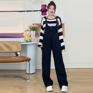 plus Size Utility Jumpsuit Womens Fatty MM Meat Conceal Thin Show Age Reduction Small Size Overalls Korean Style Commute