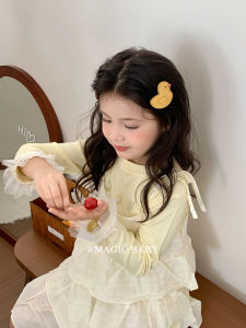Adorable PU Leather Yellow Duck Hair Clip Sweet Girls Hair Accessories Baby Side BB Clip Edge Hair Card Magic Baby