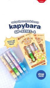 1pak Isi 4buah Ballpoint Cetek / 4buah Pulpen Gel Mekanik Karakter