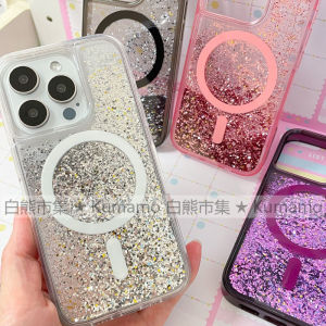 iPhone 17 pro Max Magnetic Absorption Liquid Sandflow Protective Case Womens Style Wireless Charging Compatible Simple Design