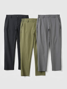 Mens Summer Thin Ice Silk Elastic Sports Casual Pants Breathable Loose Long Trousers Simple Solid Color Nylon Fabric Quick Dry
