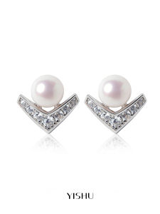 YISHU | New Natural Freshwater Pearl S925 Sterling Silver Earrings Bright Luster