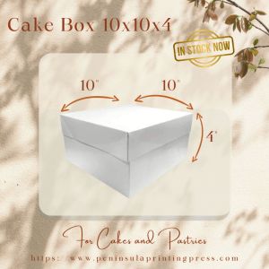 Cake Box 10x10x4 | Plain White | No Window | Cake Box Carton Packaging 25 sets 50 sets 75 sets 100 sets Ready Stock