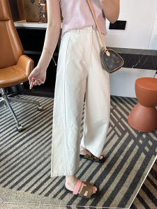 Linen Wide Leg Pants Womens Loose Comfortable Breathable Casual Trousers Korean Style High Waist Nine Points Grandmother Pants