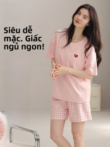 MiiOW | Bộ đồ ngủ cotton mùa hè cho nữ MiiOW có đệm ngực Thiết kế tay ngắn Quần short Đồ ngủ thoải mái ngọt ngào dành cho nữ