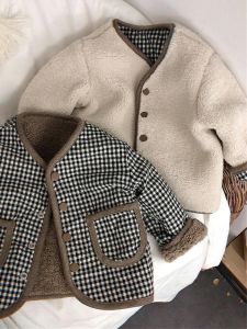 Thời Trang Xuân Thu 2 Chiều Mặc Quần Áo Trẻ Em Cho Bé Trai Và Bé Gái Quotidian Kẻ Sọc Đa Năng Áo Khoác Ngoài Phong Cách Hàn Quốc