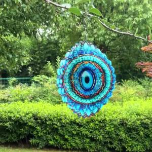 Patriotic Metal Wind Chime Outdoor 360 Rotating Hook American Flag Decor Garden Art Soothing Sound Porch Hanging
