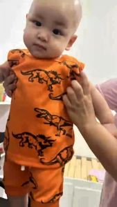 4.4 BIG SALE SET BAYI DINOSAURUS ORANGE FULL PRINT