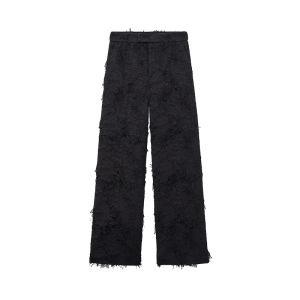 Classic Versatile Black Jacquard Wide Leg Pants