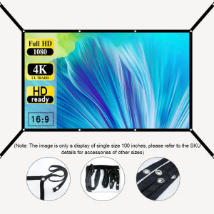 60-72-84-100-120-150 inch wall mounted folding projection screen 16:9 simple projection screen (extended version)
