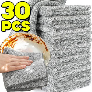 Dizoey 30/1PCS Gray Bamboo Charcoal Towel Thickened Super Absorbent Dishcloth Anti-grease Kitchen Wiping Rag Microfiber Cleaning Cloths