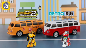 Mecha Deformed School Bus Robot Toy Two Forms Transforming Bus with Bump & Go