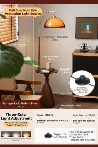 YIGELIGHTING | Vintage Style Living Room Floor Lamp and Storage Shelf