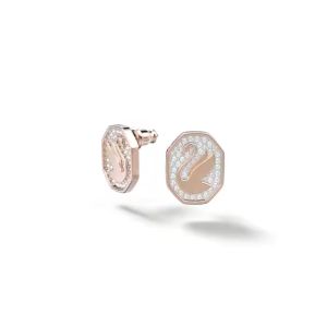 💖Swarovski💖Signum rose gold octagonal swan signature diamond earrings S925 sterling silver womens fashion earrings hypoallergenic non-allergenic Valentines Day gift birthday gift for girlfriend bestie