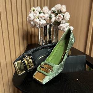 Rosa Lucida Chinese Style Silk Leather High Heels 6cm Pointed Toe Thin Heel Womens Shoes Fashionable Metal Buckle Closure