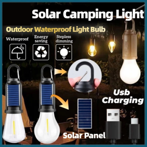 HOHODALINK Lampu Kemah Tenaga Surya Portabel Tahan Air LED Tungsten Lampu Darurat untuk Camping Hiking Acara