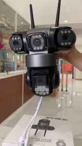 กล้องวงจรปิดใส่ซิม4G 3เลนส์ ภาพ3จอ V380pro ซูมได้ไกล10เท่า ความคมชัด4K จับการเคลื่อนไหว