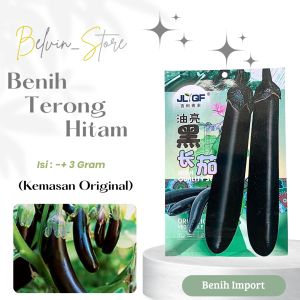 (-+ 3 gram) Benih tanaman terong panjang hitam | long black eggplant [kemasan pabrik]