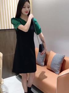 Summer Petite Fashion Elegant Illusion Layered Flared Sleeve A-Line Slimming Dress