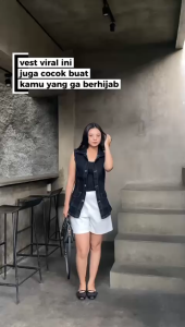 Kyla Vest Jeans By Lanre - Outer Rompi Denim Berkancing Outfit Konser