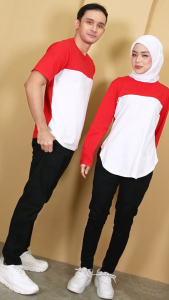 Armisth - Kaos Lengan Panjang Wanita Merah Putih Katun 24S Long Sleeve 17 Agustus Natal Imlek