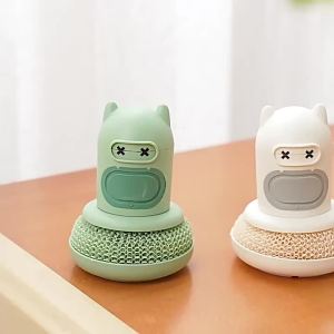New Cute Cartoon Kitchen Pressing Brush Pot Scrubber Cleaning Decontamination Tool for Home Essentials