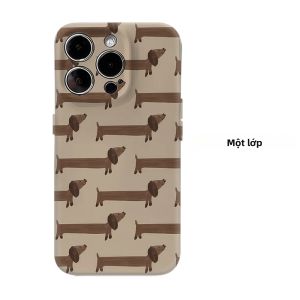 Potdemiel | Ốp Điện Thoại Từ Tính Brown Dachshund Cho iPhone Nền Sáng Bảo Vệ Hai Lớp Chống Sốc Chống Trầy Xước PC Mềm + TPU Chống Bụi Chống Trượt