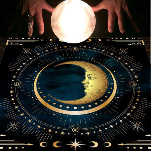 VIKAMA Pentagram Hoa Xanh Raven Tarot Bàn Thờ Vải Wiccan Phù Thủy Huyền Bí Nghi Lễ Bói Toán Thảm Phong Cách Hiện Đại Có Thể Giặt Bằng Máy 100% Polyester