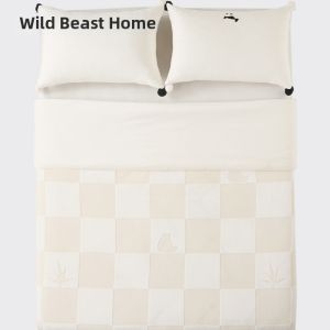 T-B-H | Flannel Checkerboard Cut Floral Bedding Set