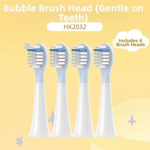 Soft Bristle Electric Toothbrush Head Compatible with Philips HX2432 Bubble Brush HX2446/HX2032/22 Replacement Pack of 4