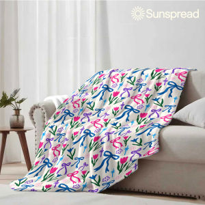 Beast Kingdom | colorful bow tulip Soft Warm Flannel Blanket Lightweight Cozy Christmas Halloween Home Decor Room