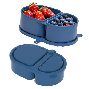 other | Silicone Dual Compartment Sauce Box With Lid Foldable Leak Proof Design For Condiments Snacks Salad Storage