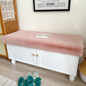 Imitation Rabbit Fur Shoe Changing Stool Mat Stuffed Doorway Cushion Entrance Card Holder Mat Shoe Cabinet Cloakroom Chair Cushion