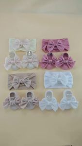 2pcs/set Newborn Princess Girls Breathable Adorable and Bow Princess Socks & Hairbands for Baby Girls with Non-slip Design