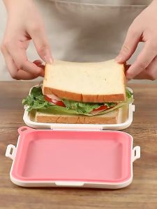 Portable Sandwich Toast Bento Box Reusable Silicone Sandwich Box Eco-Friendly Lunch Food Container Dinnerware