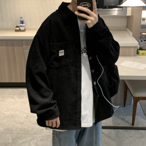 Corduroy Long Sleeves Shirt Mens Spring & Fall Japanese Fashion Brand Ins Korean Style Loose-Fitting Blouse Hong Kong Style Handsome Easy Matching Coat