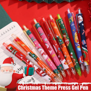 5ชิ้นธีมคริสต์มาสปากกาเจลแบบกด0.5มิลลิเมตรหมึกดำการ์ตูนสร้างสรรค์โรงเรียนเครื่องเขียนของขวัญสำหรับนักเรียนปากกาเซ็นชื่อสำนักงาน