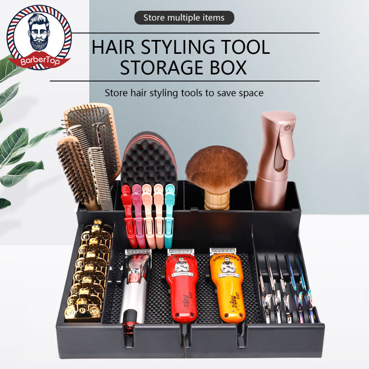 BarberTop Wooden Hairdressing Tool Storage Box Large Capacity Professional  Barber Special Basket Durable Leather Storage Rack Salon Supplies