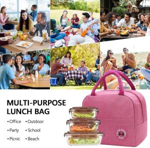 🇲🇾 (READY STOCK) Lunch Bag Women Work Bento Thermal Handbag Kids Food Cooler Organizer Insulated Canvas Pouch Gold Letter Print Zipper Tote Bags