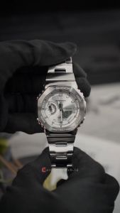 Jam Tangan Pria Casio G-Shock G-Steel GM-2110D-7A Silver Dial Silver Stainless Steel