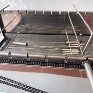 ( Loại 2 ) Máy nướng thịt chả gà vịt quay tự động 12 xiên INOX KHÔNG QUẠT - Bếp nướng than hoa tặng kèm 12 xiên đơn và 2 xiên 3 inox