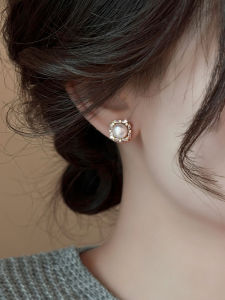 Korean Japanese Pure Silver Pearl Zircon Earrings Unique Design High End Fashion Jewelry Ear Cuffs Allergy Free Non Oxidizing