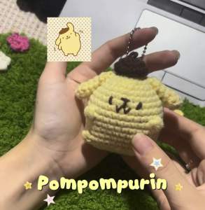 Móc khoá Pompompurin len chó vàng Golden mũ nồi đáng yêu handmade